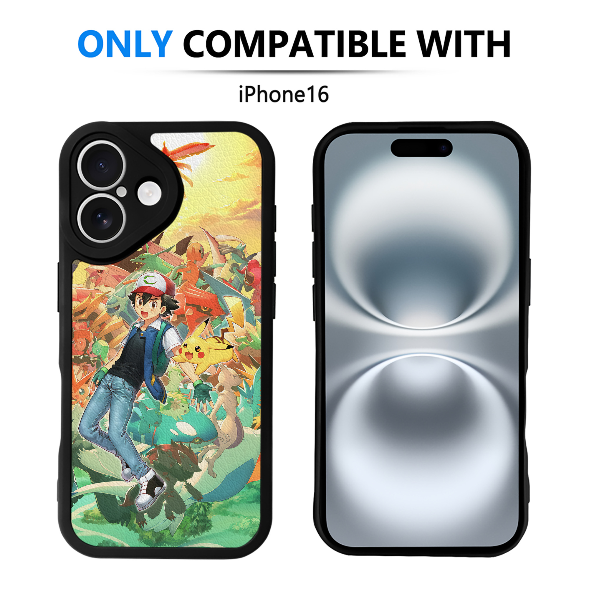 （画像用） ポケットモンスター Pokémon 【iPhone 16シリーズ対応】シリコンスマホケース（レザー調） 材質：シリコン